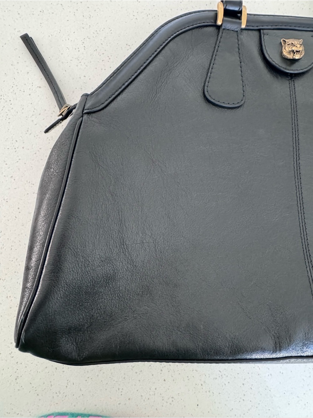 Gucci Large Black Re(Belle ) Top-Handle Satchel with Gold GG Hardware - Picture 11 of 13